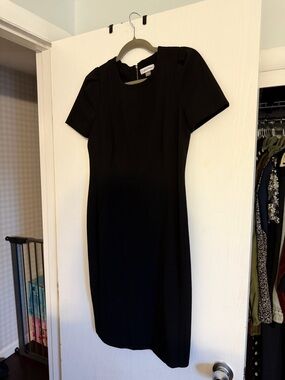 Calvin Klein Black Short-Sleeve Midi Sheath Dress